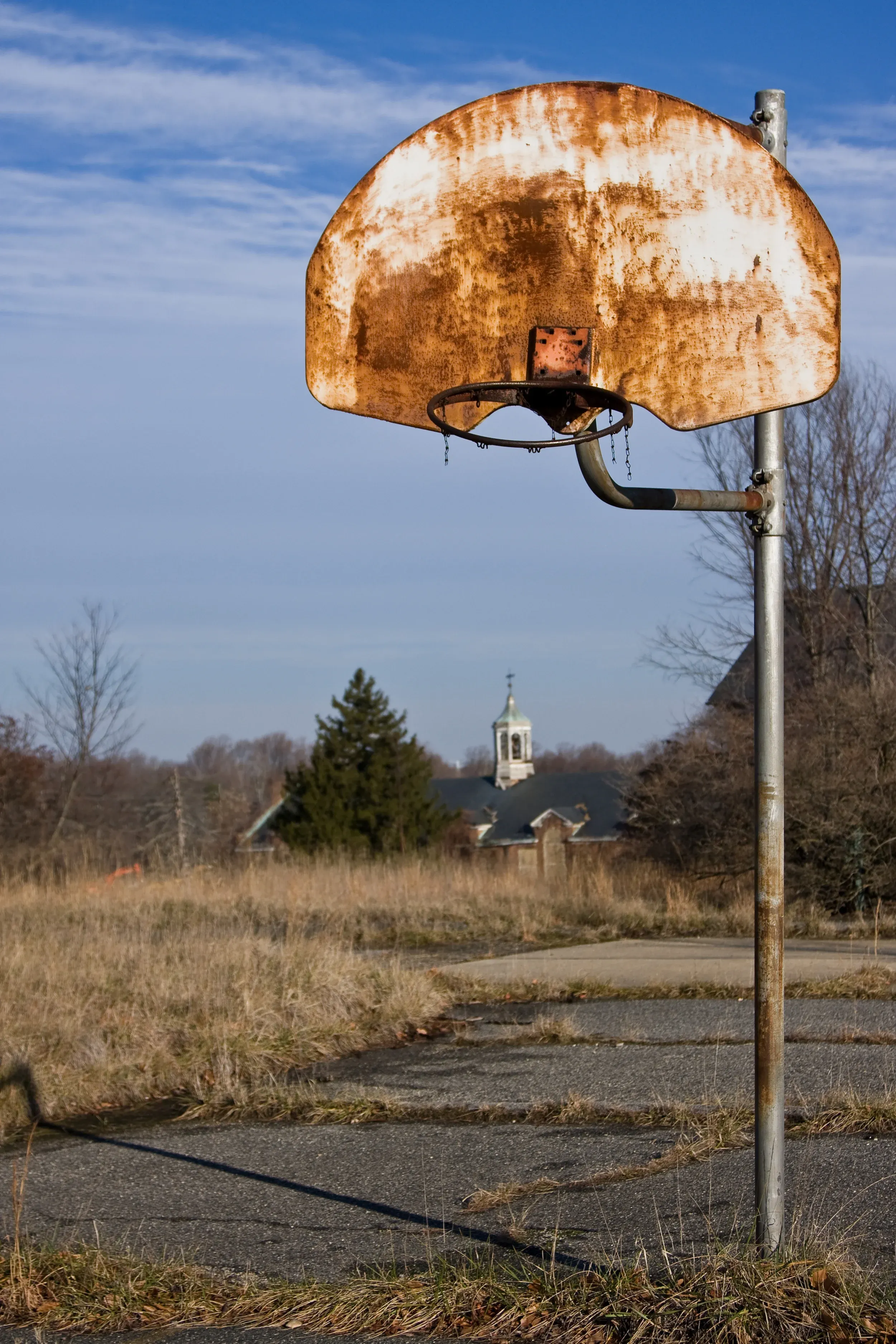 Abandoned basketball court