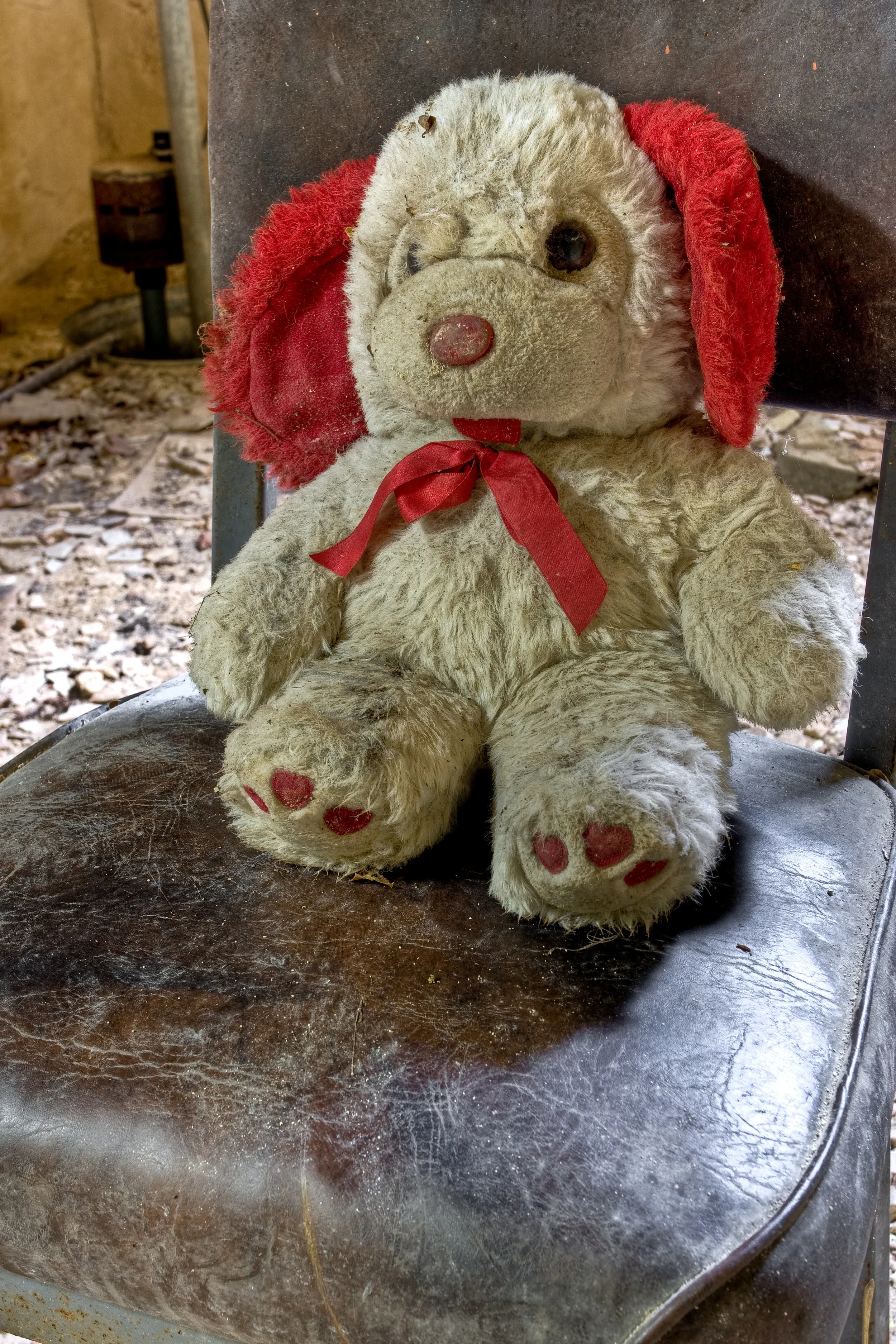 Stuffed animal in abandoned space