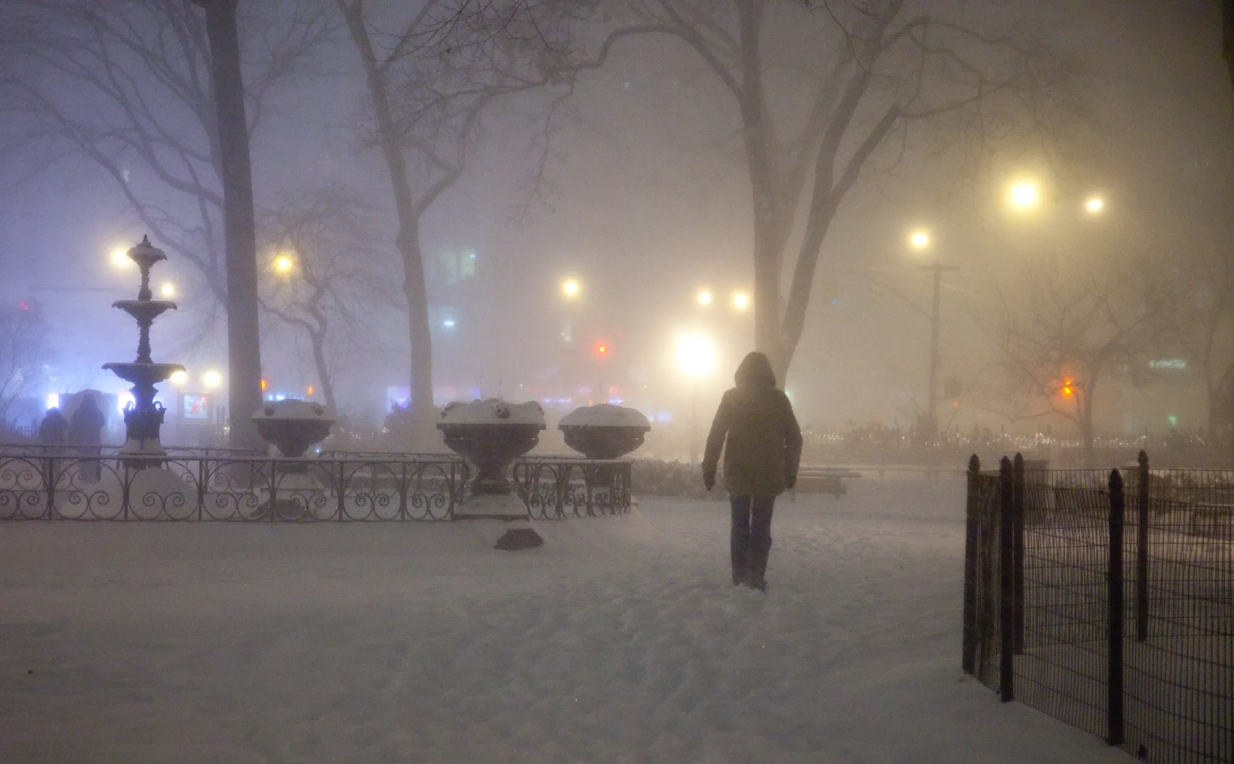 Pedestrians in blizzard