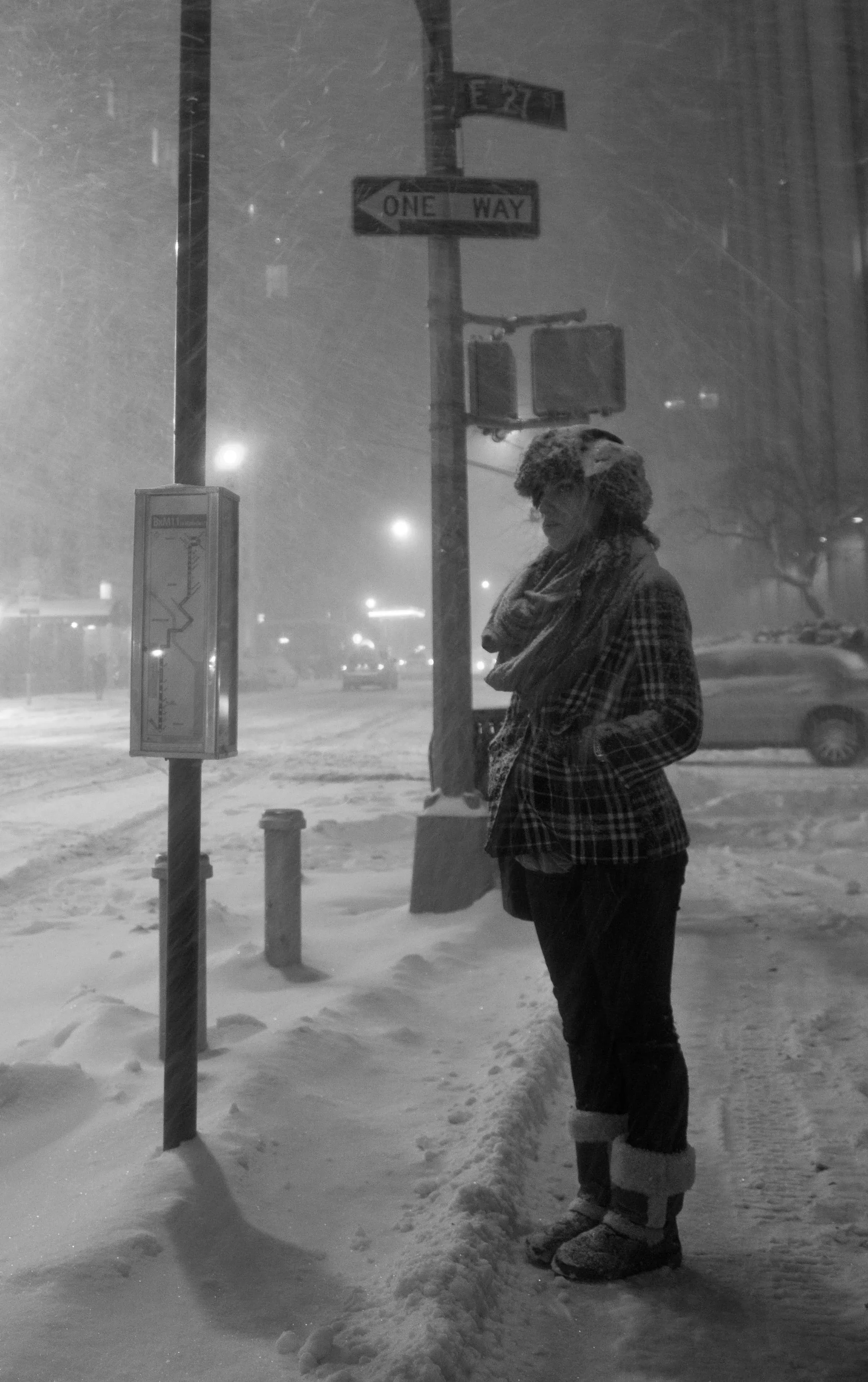 Snow-covered monument